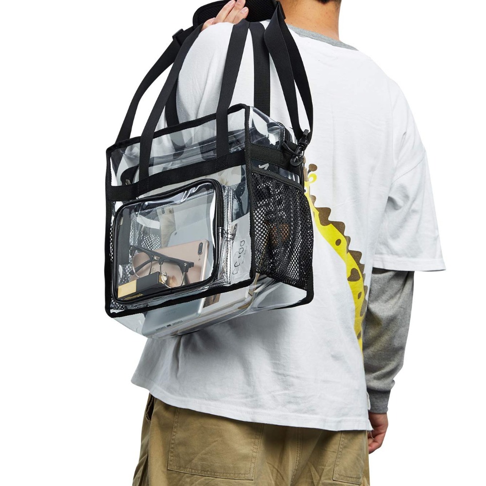 Heavy Equipment Bucket - クリアトートバッグ ヘビーデューティー プラスチック製 透明 クロスボディバッグ ジッパーポケット付き