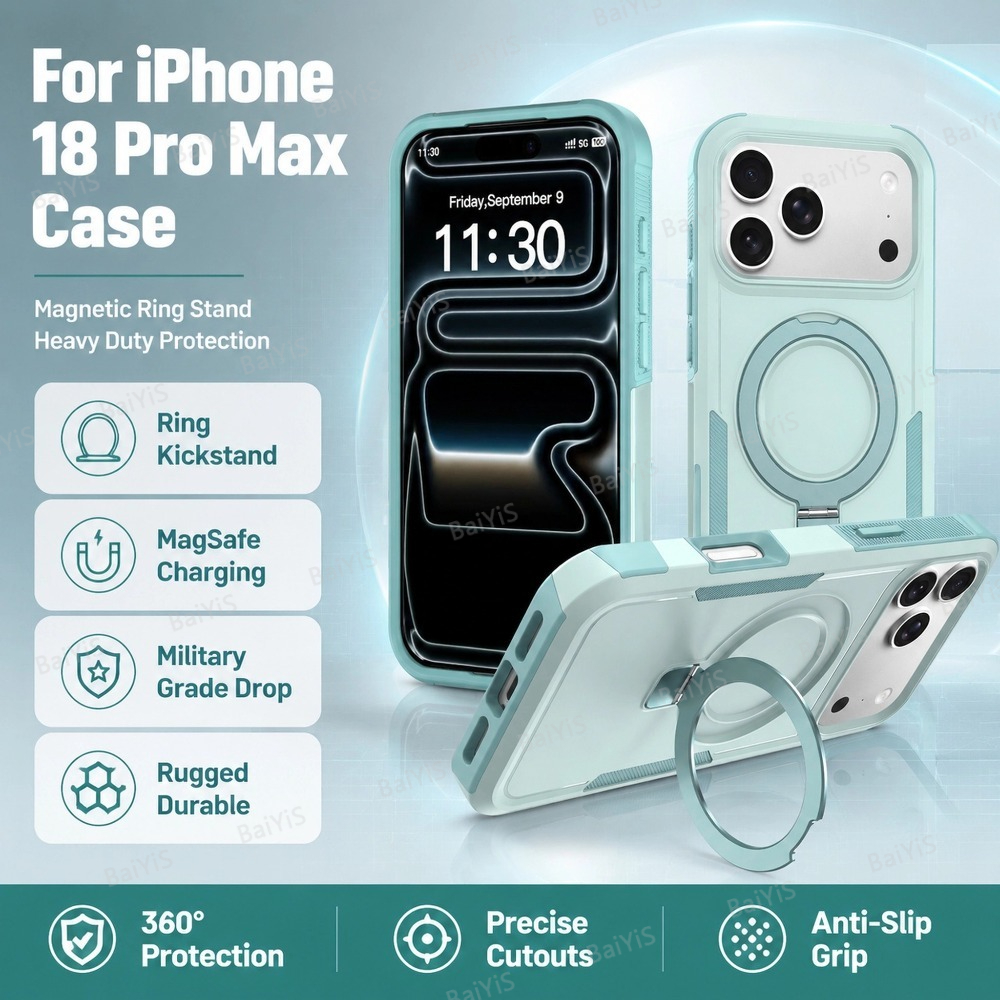 Heavy Equipment Bucket - 2-in-1ヘビーデューティー保護ケース マグネットスタンド付き iPhone 18 17 16