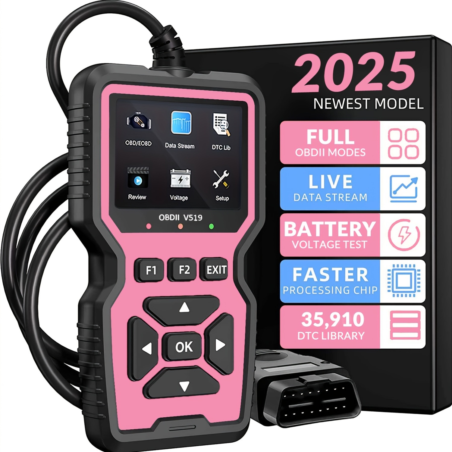 Heavy Equipment Diagnostic Software - 2025年最新OBD2スキャナー故障コードリーダー＆消去器 - 大型車両エンジン診断ツール、リアルタイムデータストリーム、I/Mレディネス、ECUリセット対応、1996年以降のOBDII/EOBD車両に最適