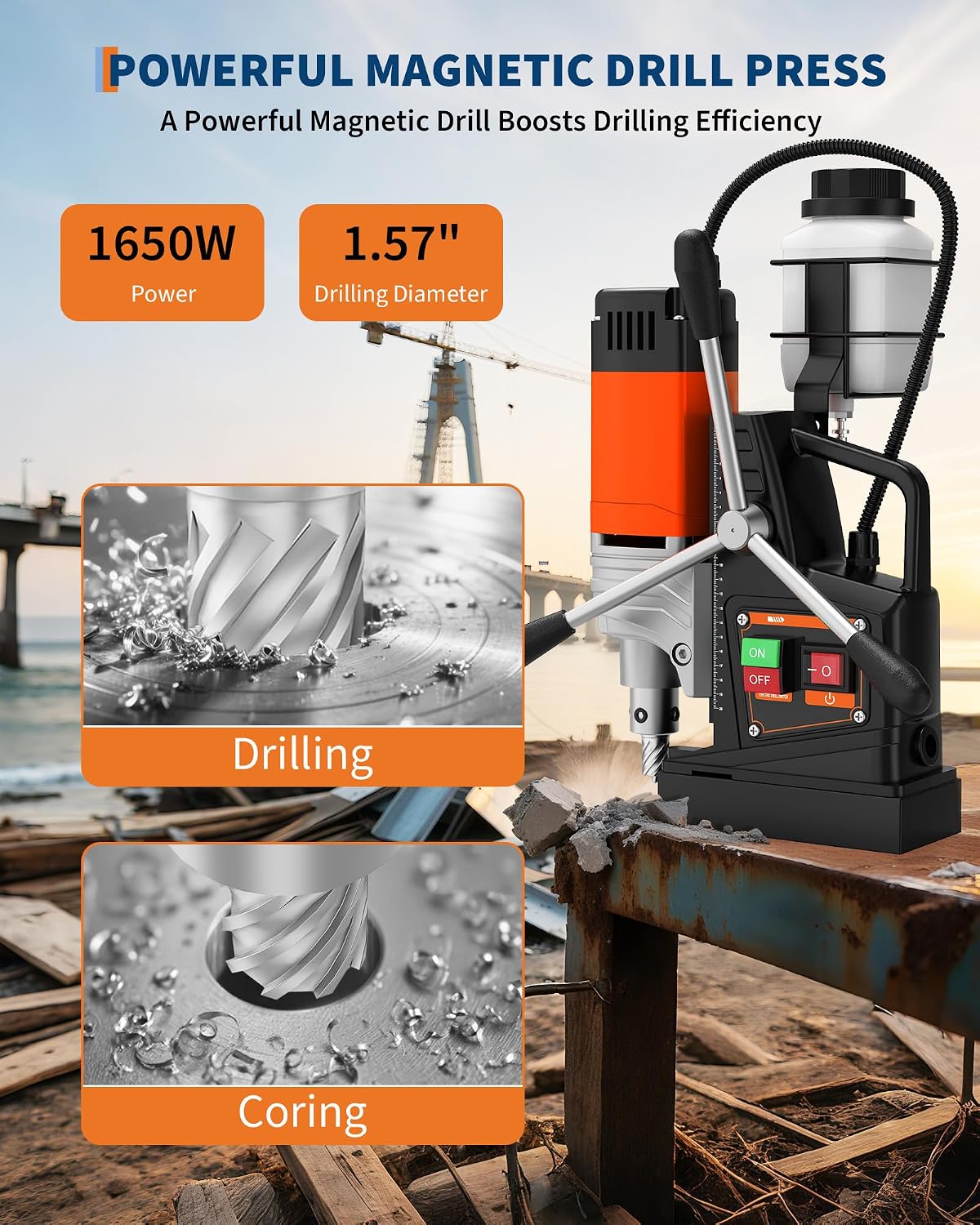 1650W マグネティックドリルプレス – 1.57インチの - Magnetic Drill Press のレビューと価格