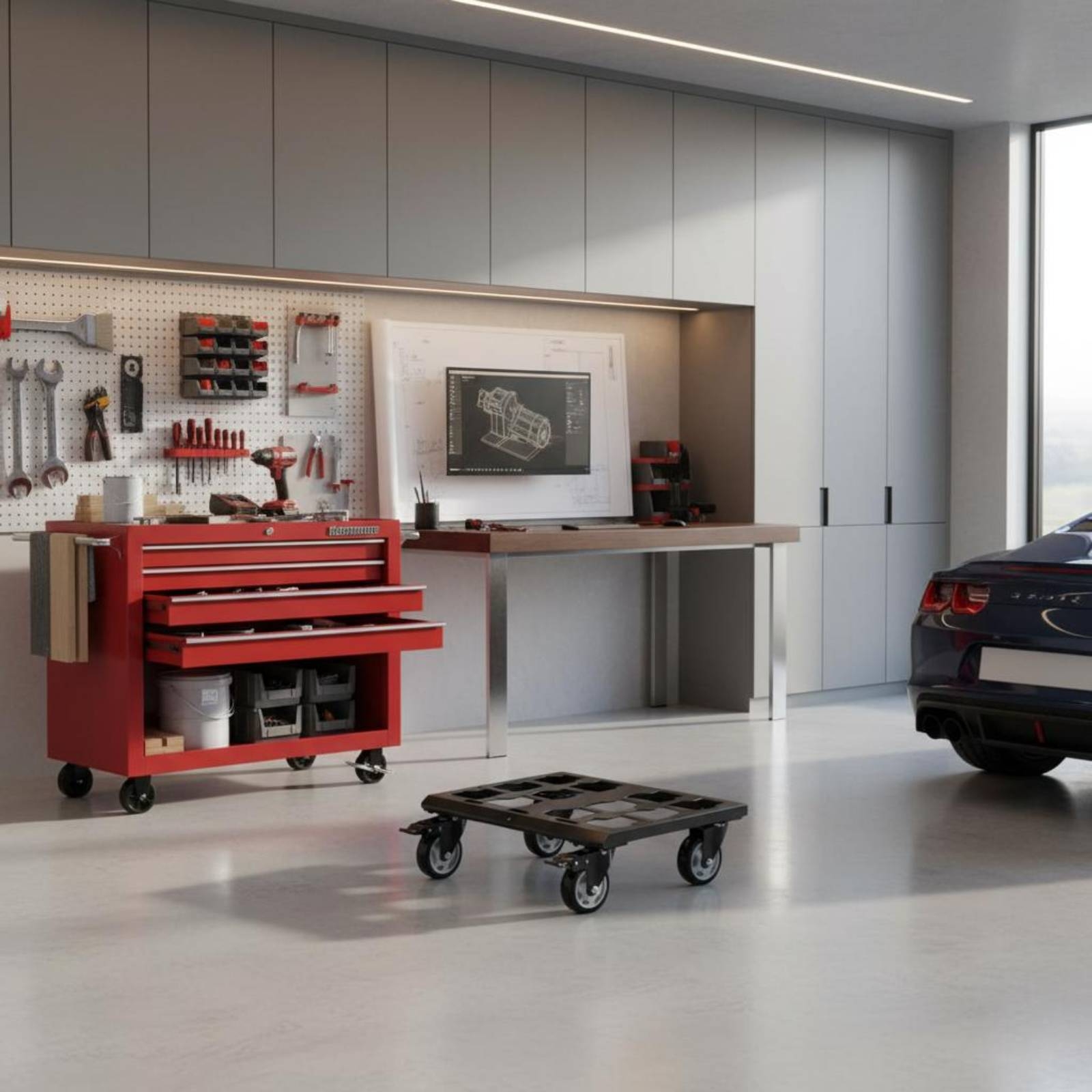 ブレーキ付きツールボックストロリー、ヘビーデューティー工具箱 - Heavy Equipment Garage のレビューと価格