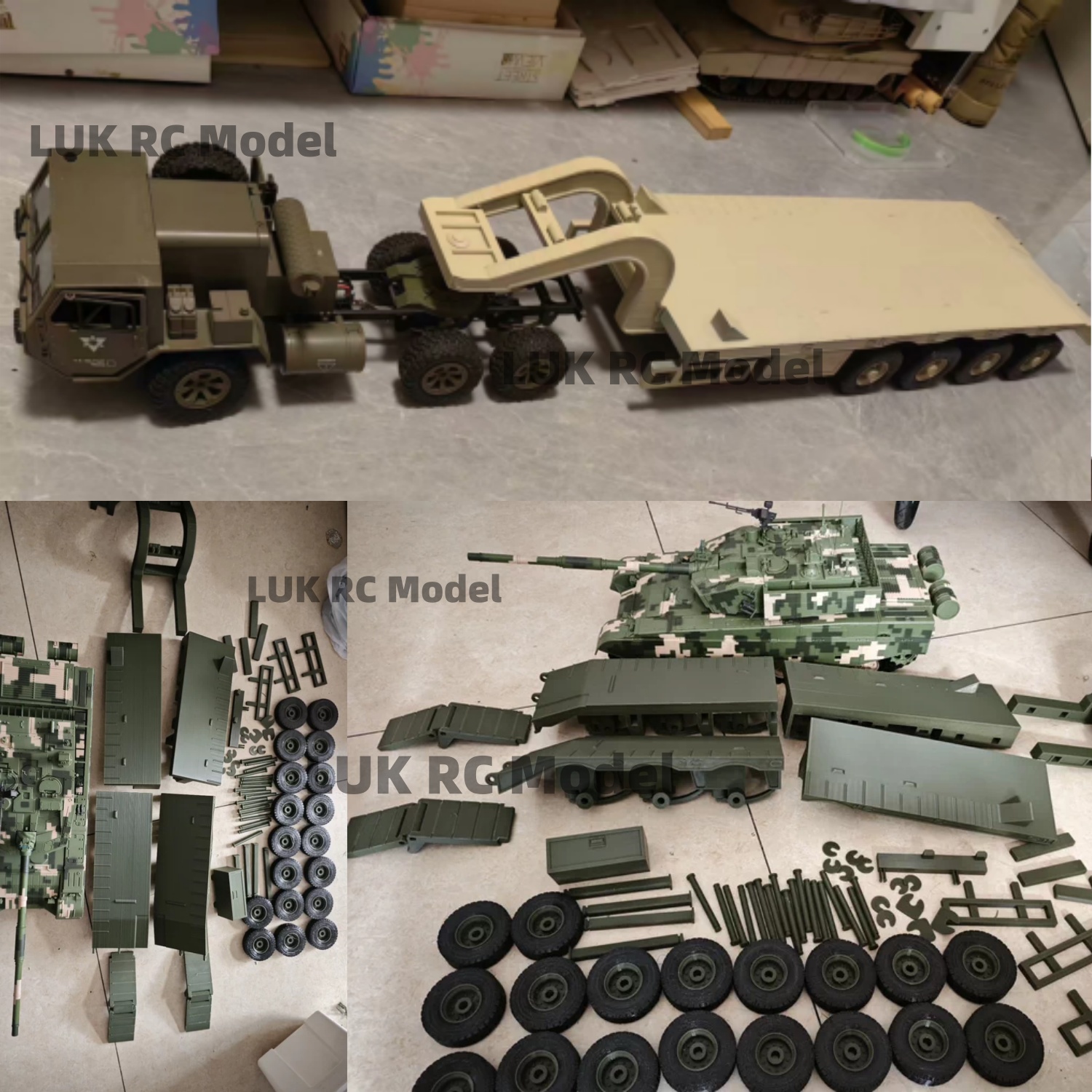4軸ヘビートレーラーキット 1/16 RC戦車 99A プラ - Heavy Equipment Loader のレビューと価格